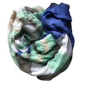 Target Blue White Cream Gray Sheer Lightweight Color Block Striped Fashion Scarf